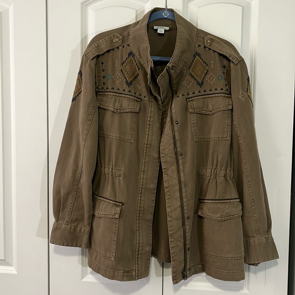 Sundance embroidered olive cargo jacket